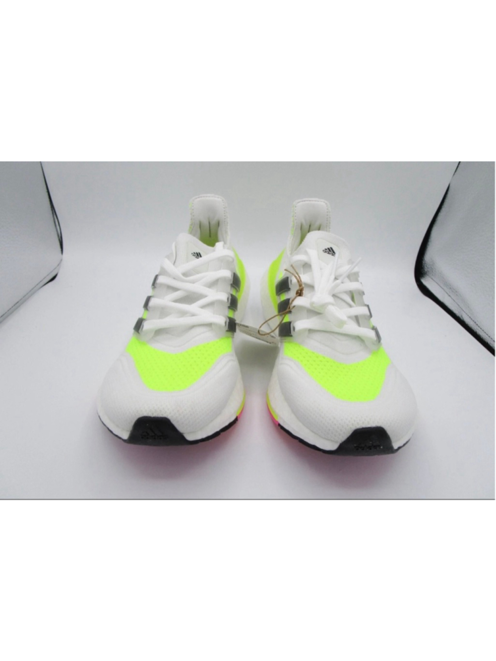 adidas Ultraboost 21 Running White Black Yellow FZ2929 Womens 7 Kids 5.5 - Picture 5 of 7